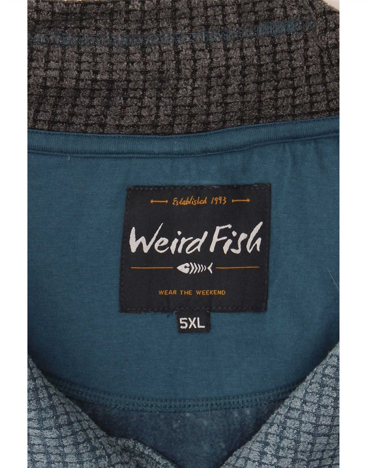 Pulover pentru bărbați Weird Fish, cu fermoar, cu gât, 5XL, albastru