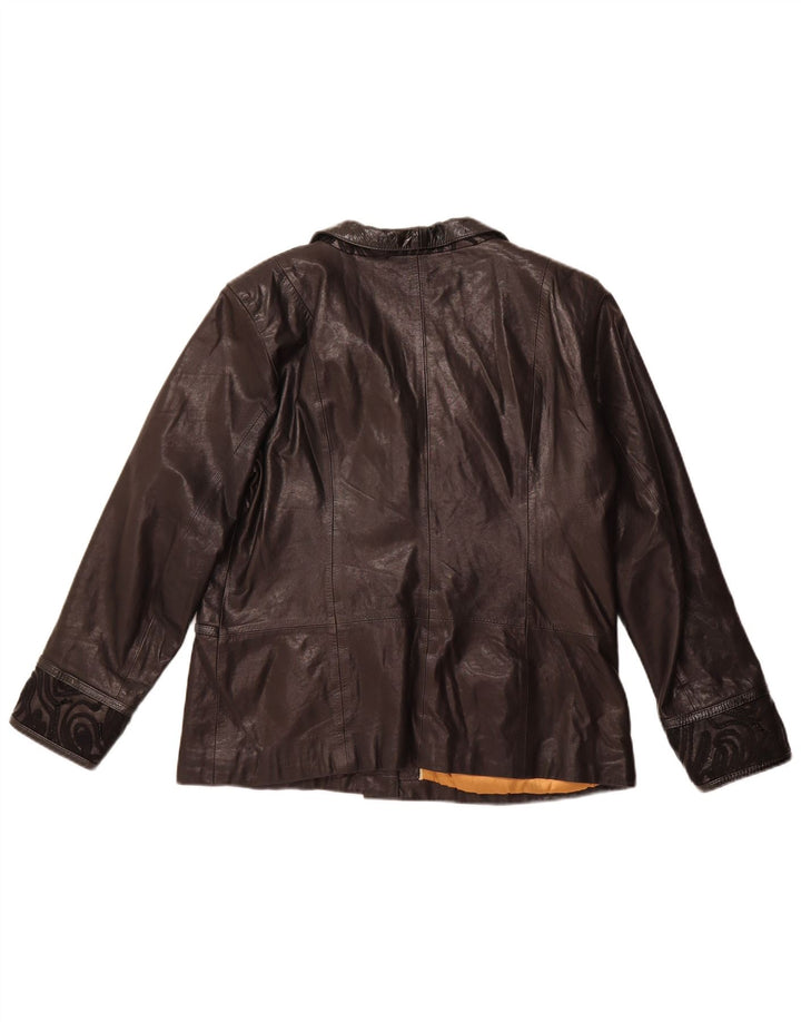 Jachetă de piele vintage pentru femei UK 22 3XL din piele neagră