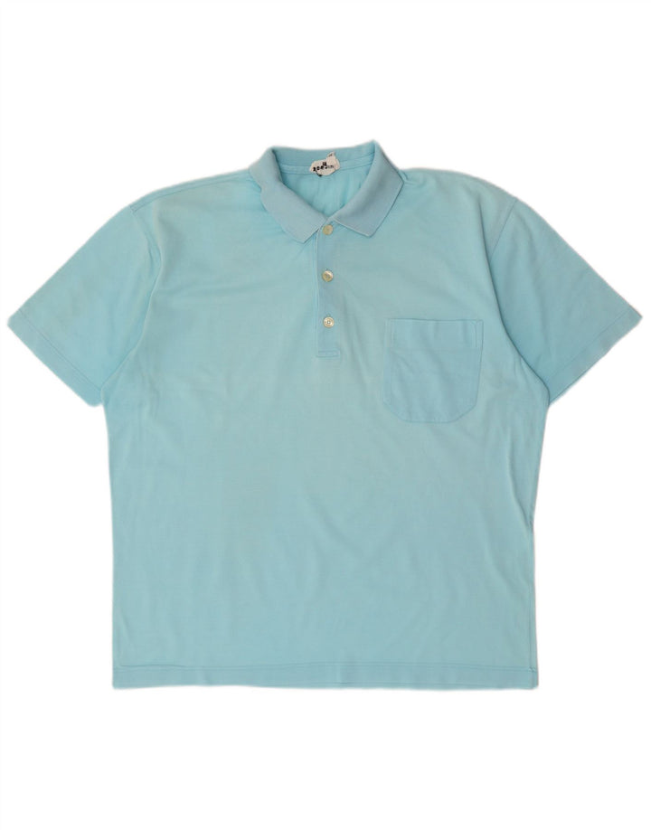 Tricou polo pentru bărbați VINTAGE, bumbac albastru mediu