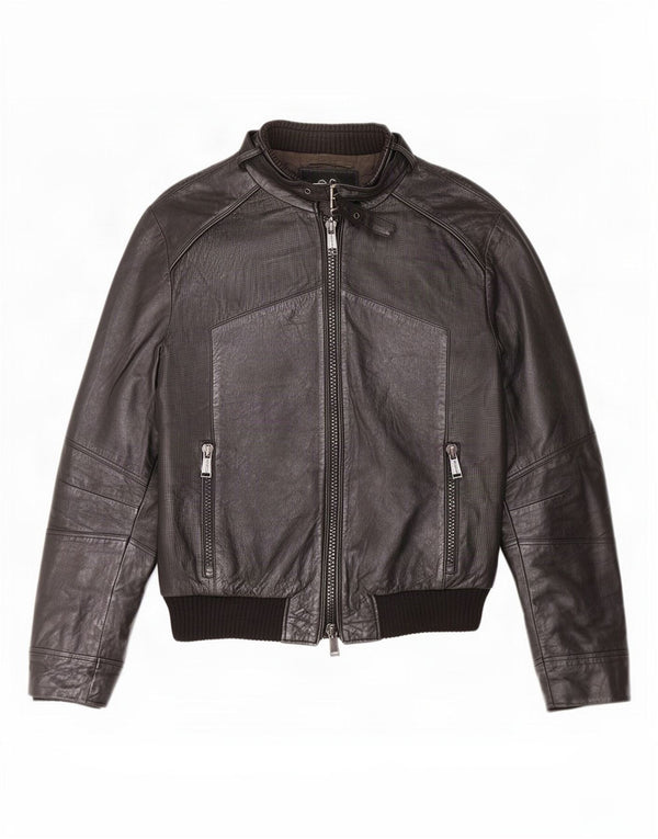 Antony Morato Mens Leather Jacket UK 38 Medium Black
