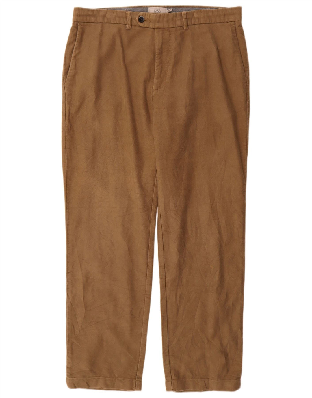 Pantaloni de costum obișnuiți drepți pentru bărbați Marks & Spencer L36 L31 bumbac bej