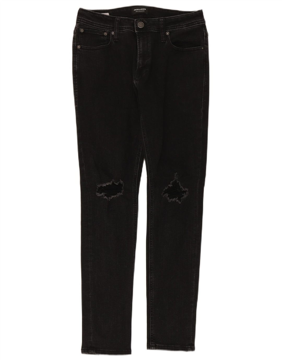 Blugi slim pentru bărbați Jack & Jones Distressed W32 L30 bumbac negru
