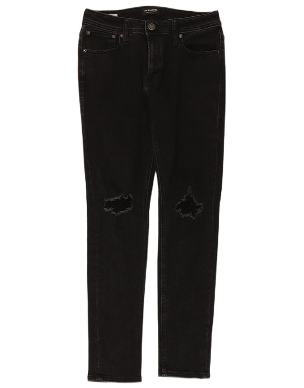 Blugi slim pentru bărbați Jack & Jones Distressed W32 L30 bumbac negru