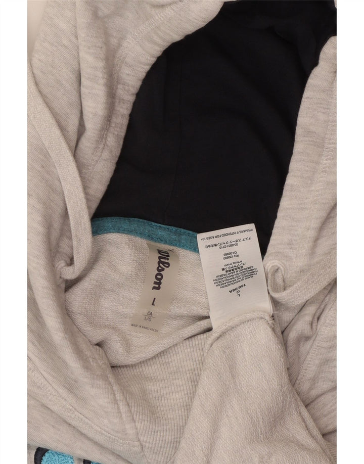 WILSON Pulover cu glugă cu grafic pentru bărbați, mare, gri, bumbac cu pete