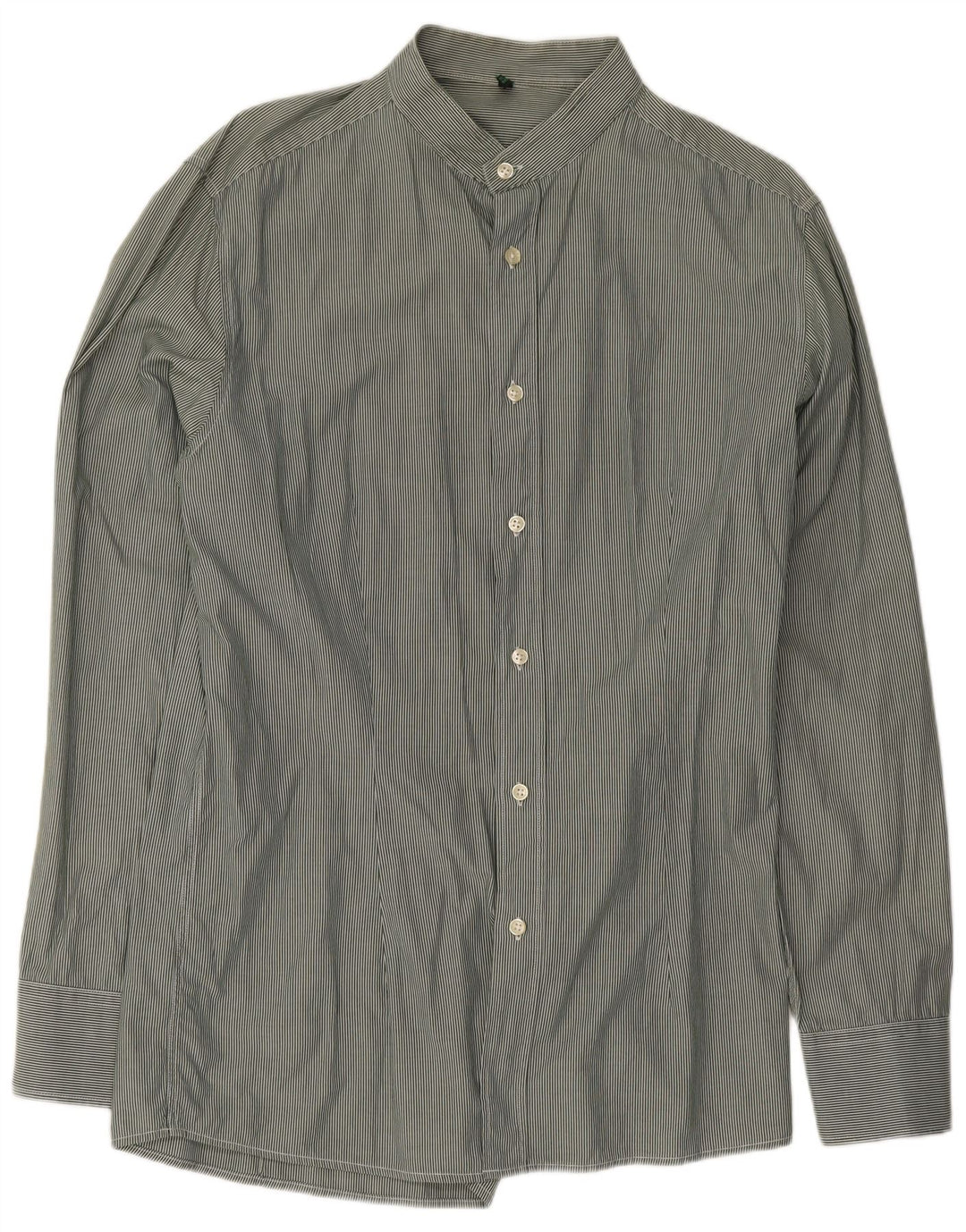 Benetton Cămașă pentru bărbați Medium Green Pinstripe Classic