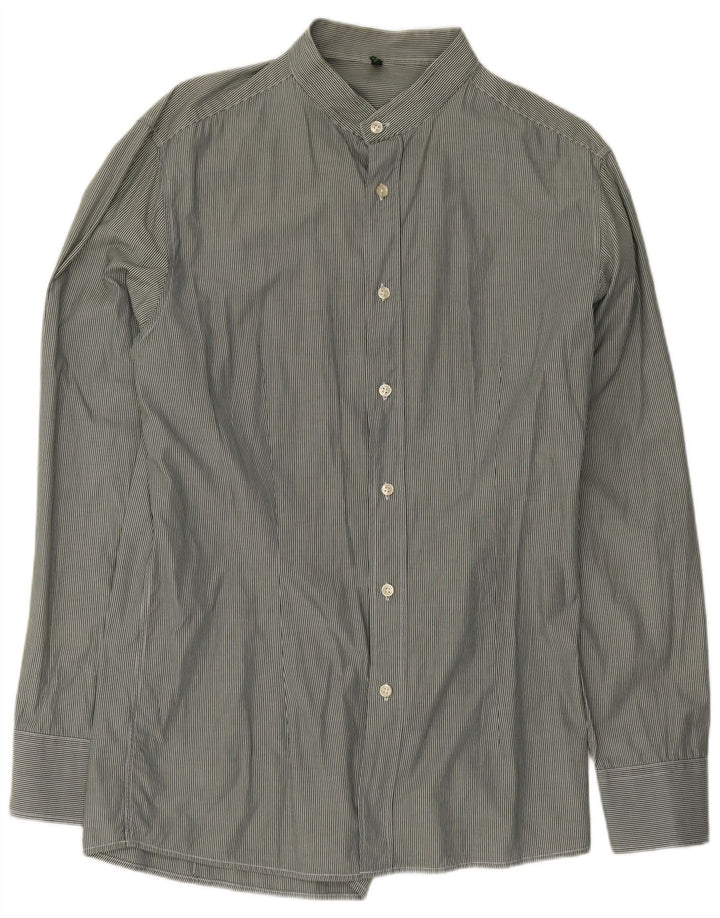 Benetton Cămașă pentru bărbați Medium Green Pinstripe Classic