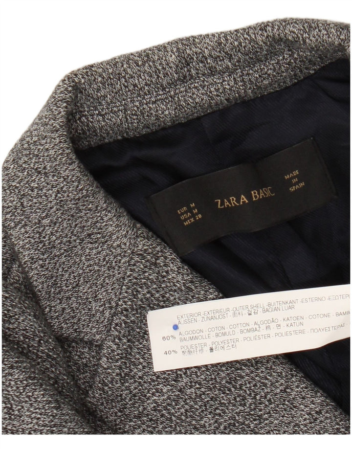 Jachetă pentru femei Zara tricot cu 1 nasture UK 12, bumbac cu pete, gri mediu