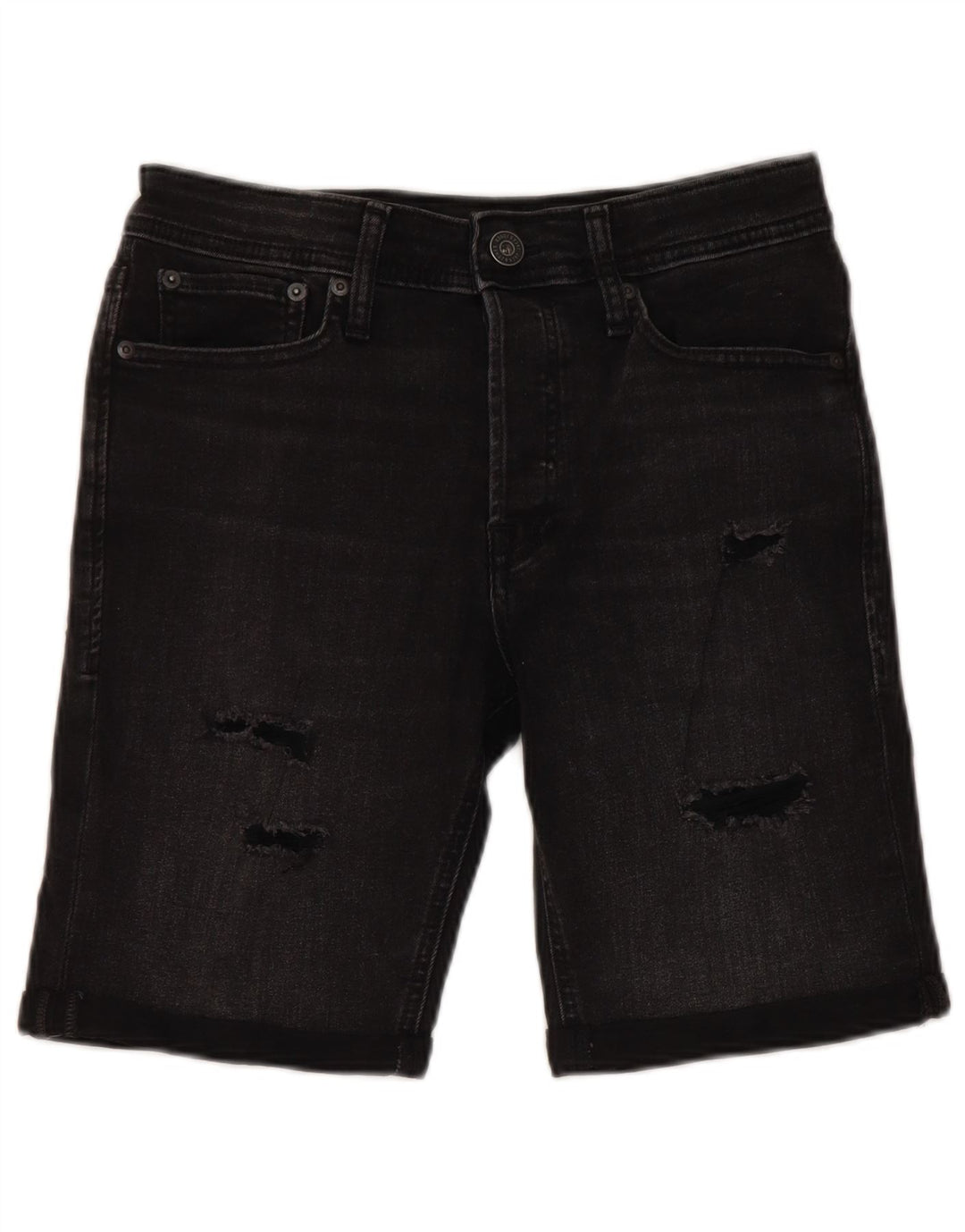 JACK & JONES Pantaloni scurți de denim obișnuiți pentru bărbați W30, bumbac mediu negru