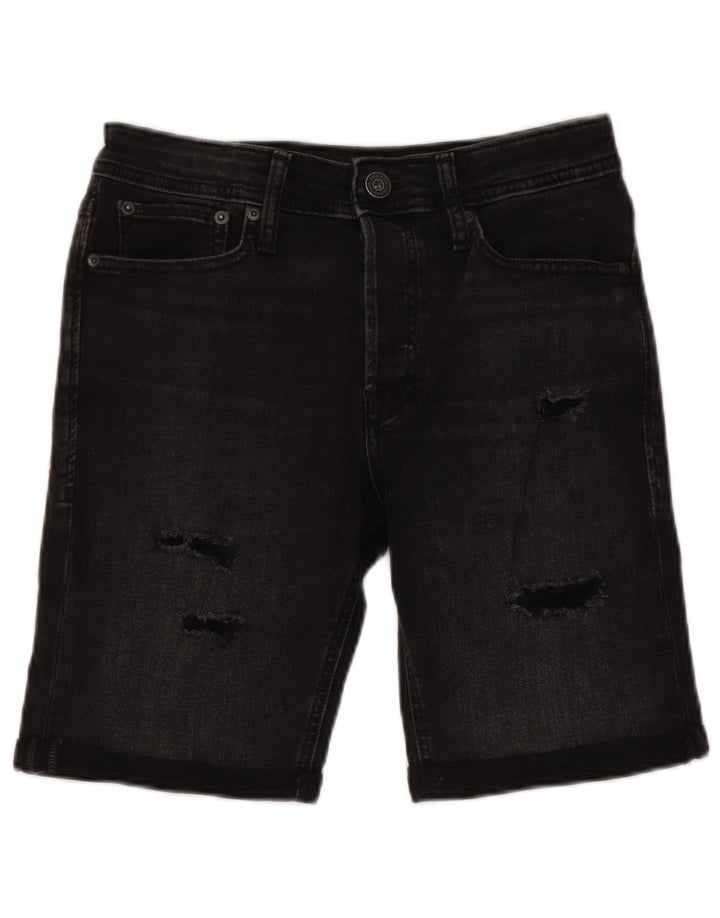 JACK & JONES Pantaloni scurți de denim obișnuiți pentru bărbați W30, bumbac mediu negru