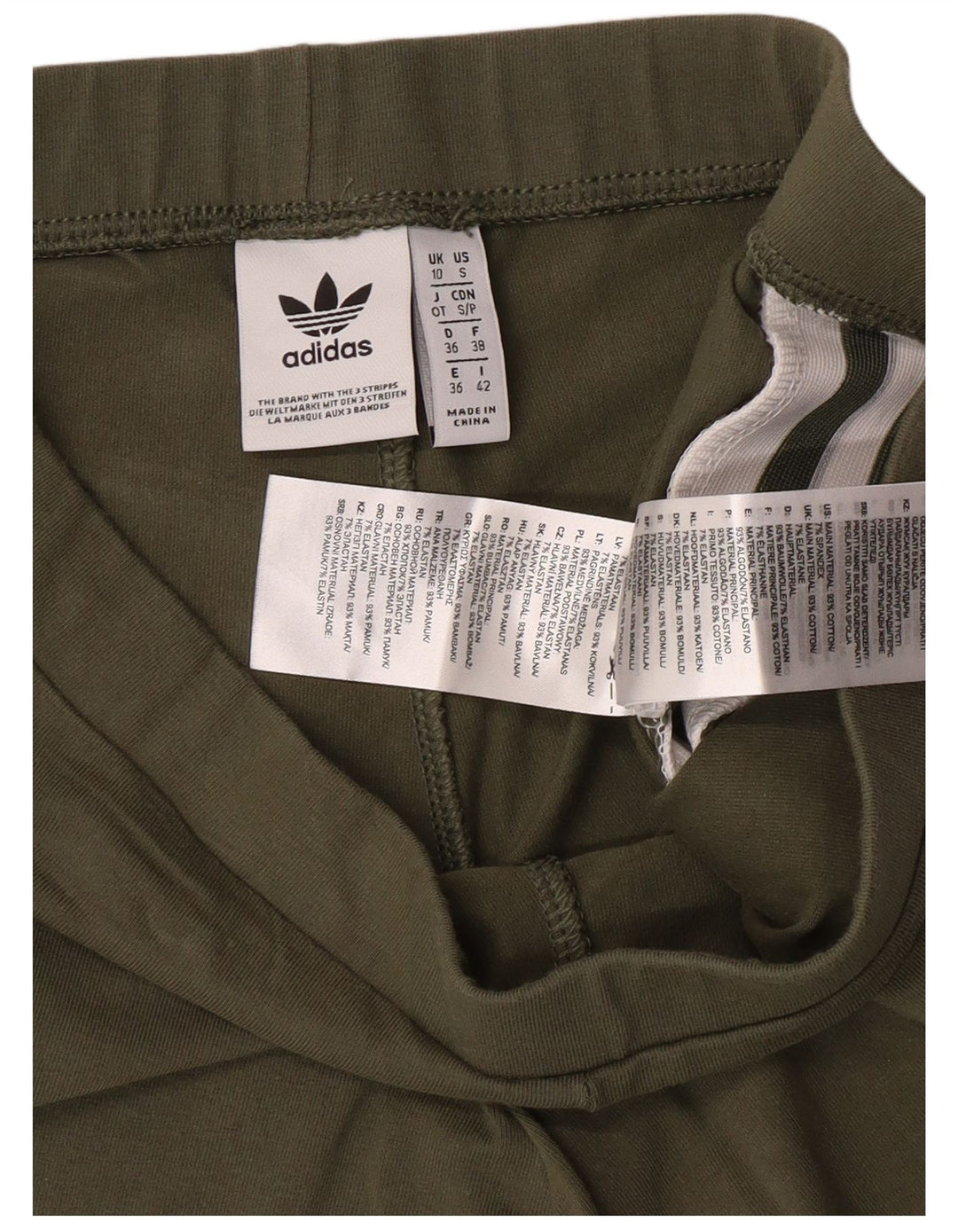 Leggings pentru femei ADIDAS UK 10 mic bumbac kaki