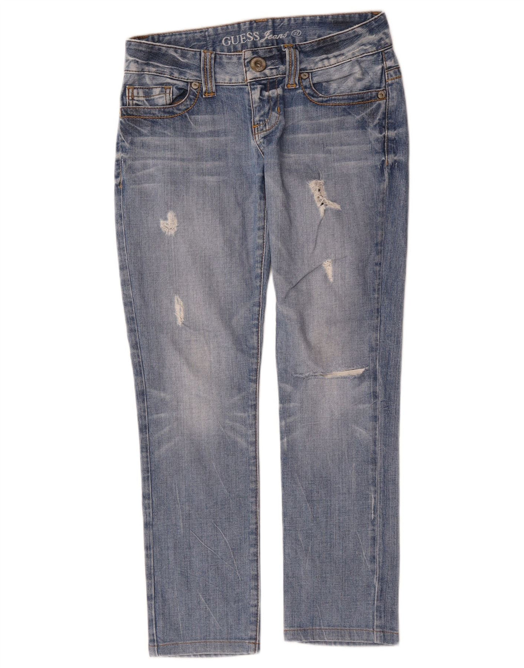 Guess Blugi Distressed drepte pentru femei W27 L27 bumbac albastru