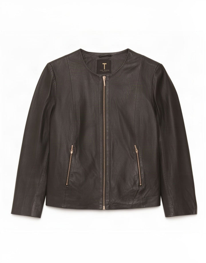 Jachetă din piele cu mâneci 3/4 pentru femei Ted Baker Mărimea 3 Medium Negru