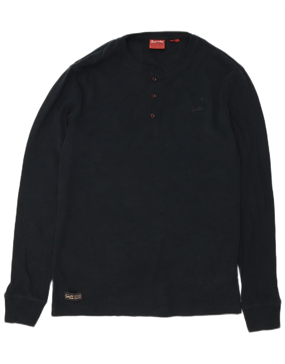 Top pentru bărbați Superdry cu mânecă lungă, mare, negru, bumbac