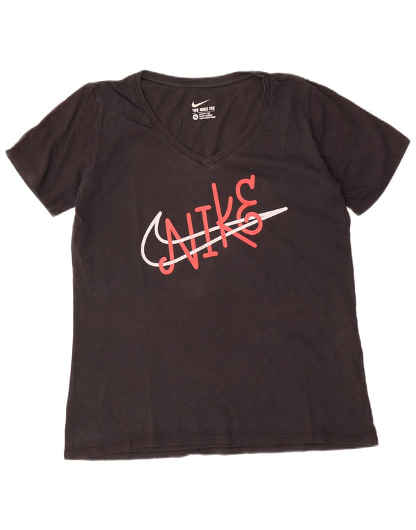 Tricou grafic NIKE pentru femei Athletic Cut Top UK 18 XL bumbac negru