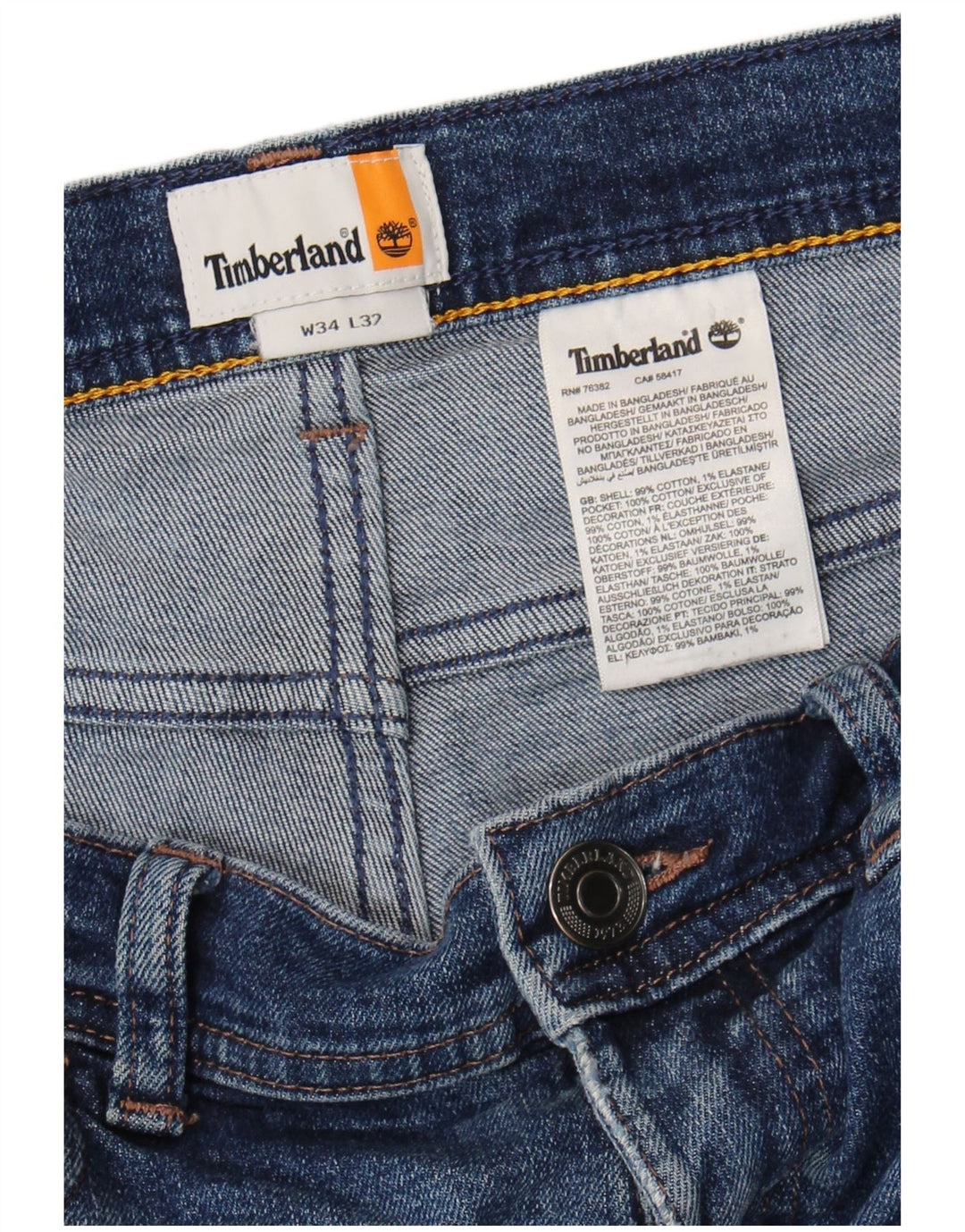 Blugi drepti pentru bărbați Timberland W34 L32 Bumbac albastru