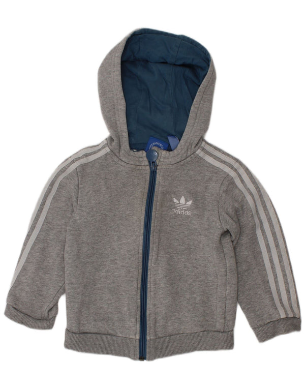 Adidas Baby Boys Zip Hoodie Pulover 18-24 Luni Bumbac Gri