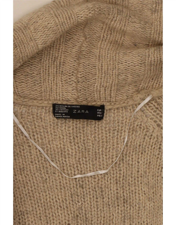 Pulover cardigan deschis pentru femei Zara UK 10 mic, bej, nailon