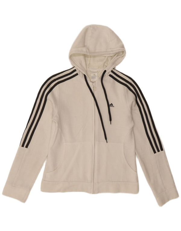 Pulover Adidas pentru femei cu fermoar, UK 10, bumbac alb mic