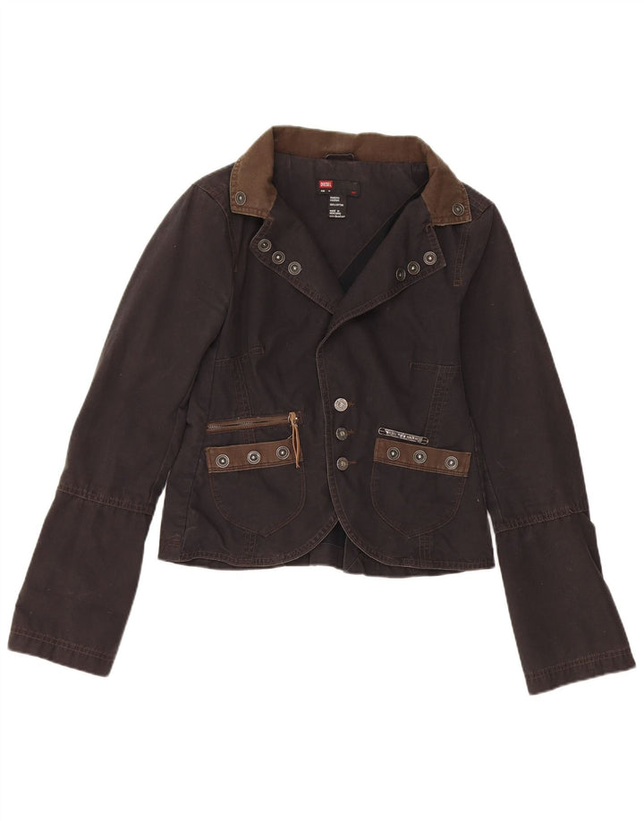 Sacou blazer pentru femei Diesel cu 3 nasturi UK 12, bumbac mediu negru