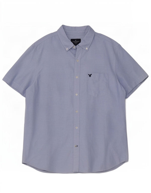 Cămașă pentru bărbați American Eagle, cu mânecă scurtă, cu ajustare clasică, XL, bumbac, albastru