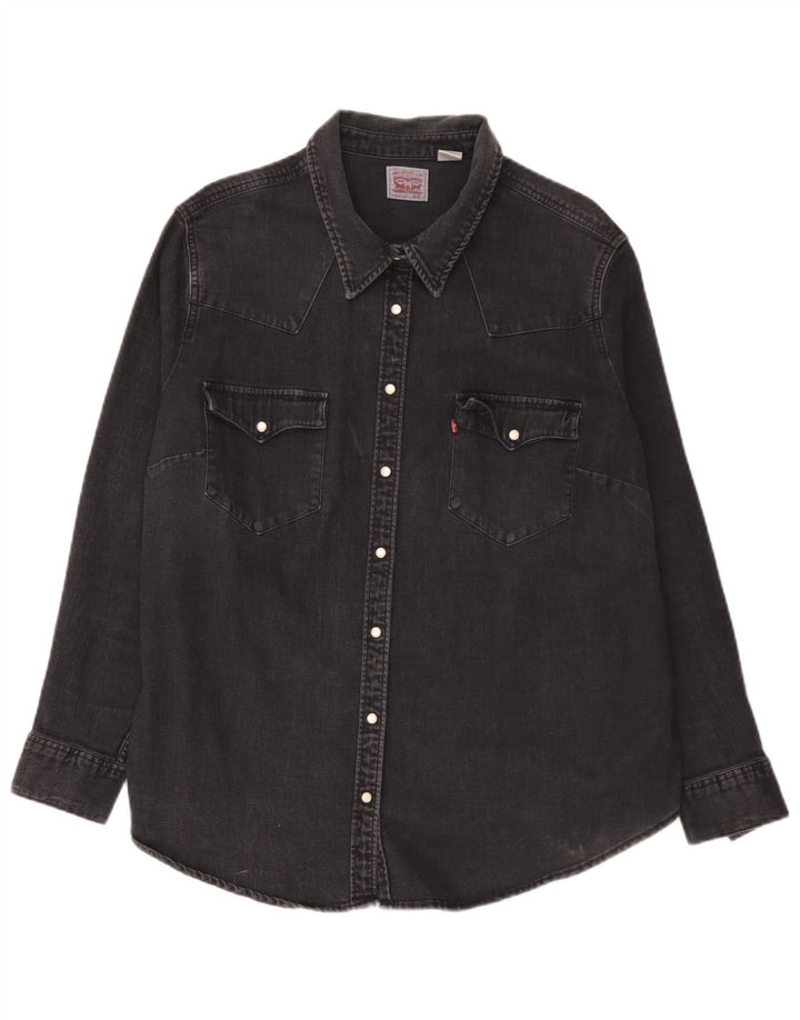 Cămașă denim Levi's pentru femei UK 20 2XL bumbac negru