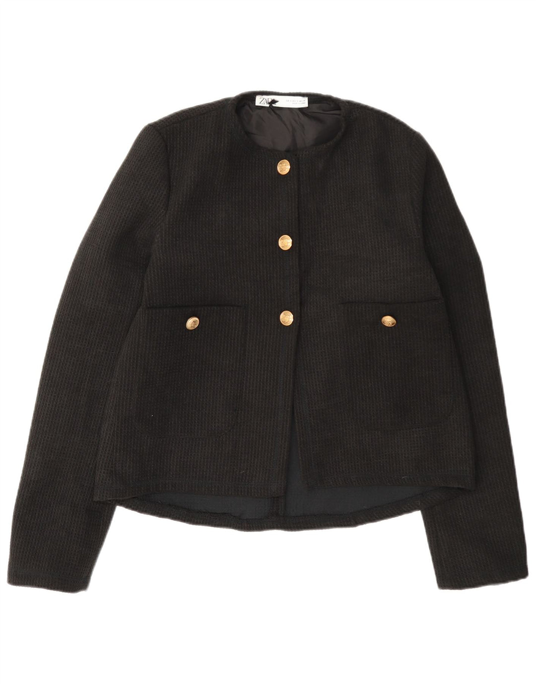 Sacou blazer pentru femei Zara, cu 3 nasturi, UK 10 Mic Negru