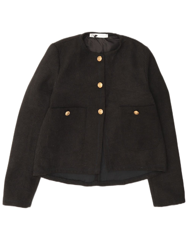 Sacou blazer pentru femei Zara, cu 3 nasturi, UK 10 Mic Negru