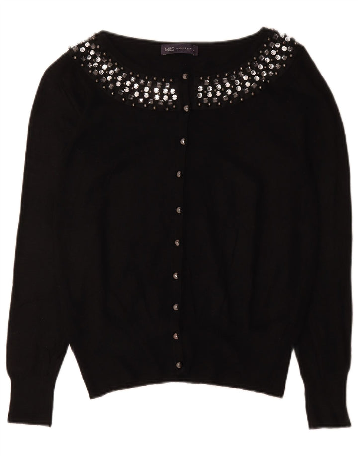 Pulover cardigan pentru femei Marks & Spencer UK 12 bumbac mediu negru