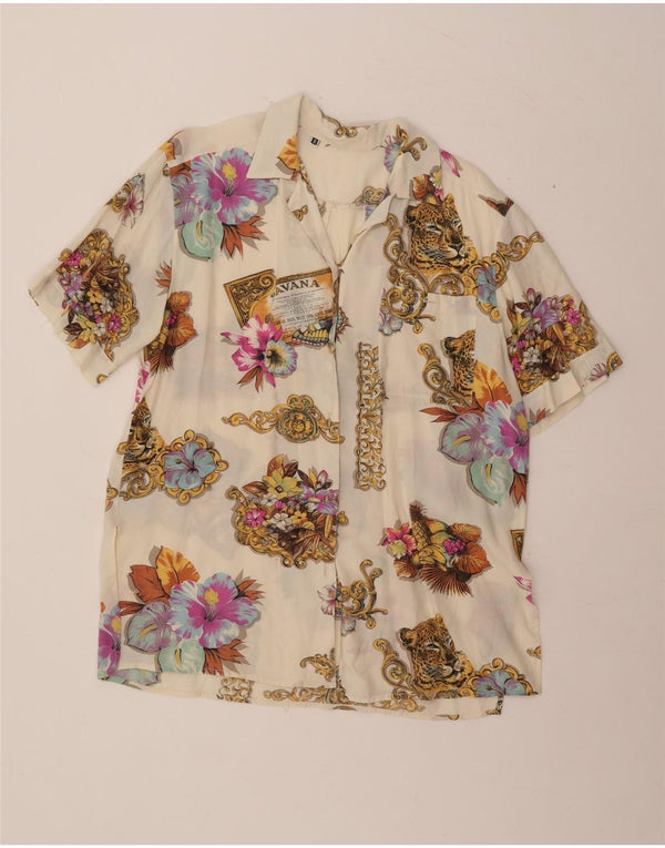 Bluză cămașă cu mânecă scurtă pentru femei Vintage UK 20 2XL Multicolor Floral
