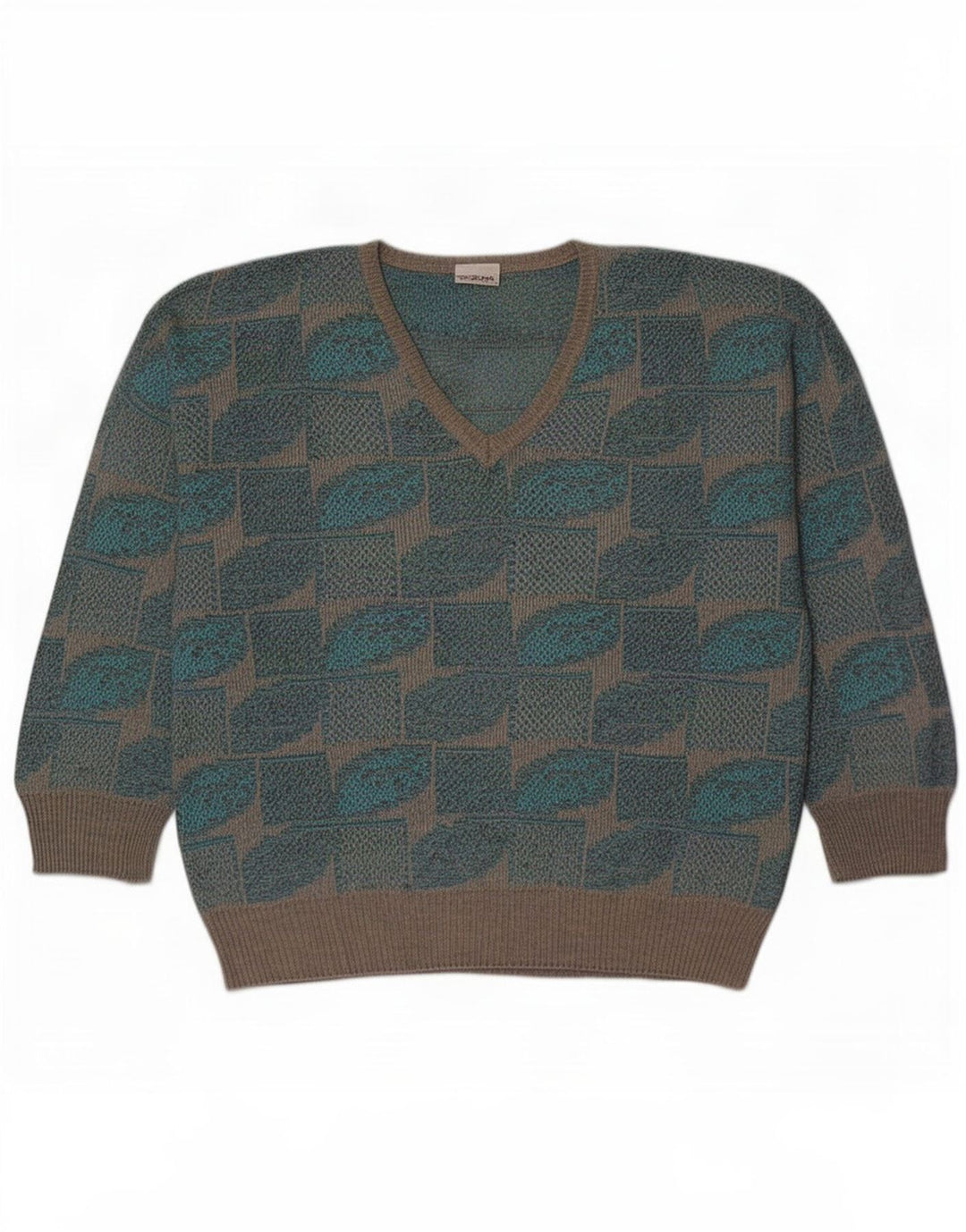 Pulover Fiume pentru bărbați cu decolteu în V IT 50 Medium Blue Geometric