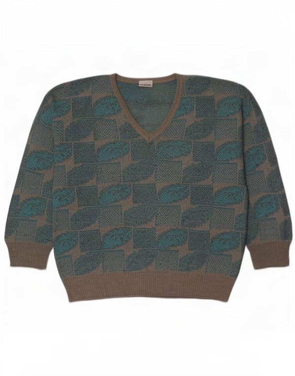 Pulover Fiume pentru bărbați cu decolteu în V IT 50 Medium Blue Geometric