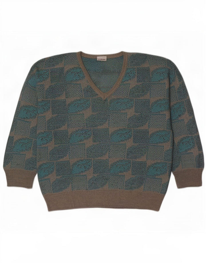 Pulover Fiume pentru bărbați cu decolteu în V IT 50 Medium Blue Geometric