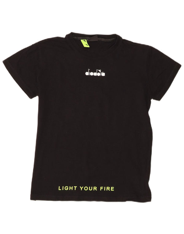 Tricou grafic Diadora pentru baieti Top 13-14 ani bumbac negru