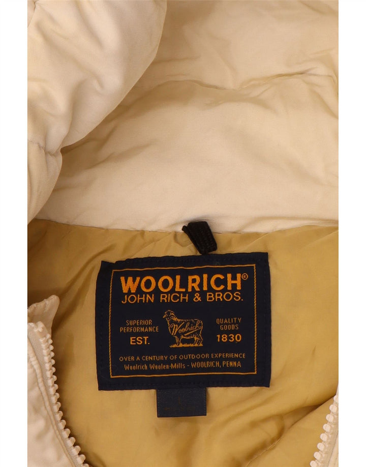 Jachetă căptușită cu glugă Woolrich pentru bărbați, UK 40, mare din bumbac alb