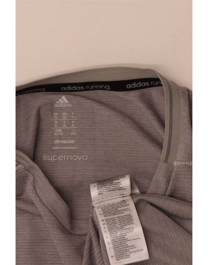 Tricou pentru alergare pentru bărbați Adidas Top XL poliester cu dungi gri