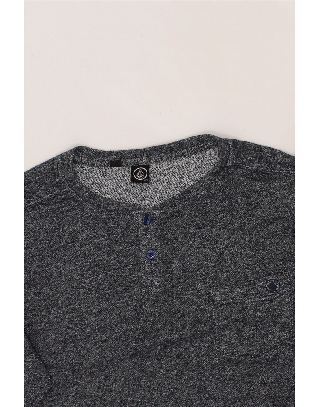 VOLCOM Womens Top Long Sleeve UK 14 Medium Grey Flecked Cotton Vintage Volcom and Second-Hand Volcom from Messina Hembry 