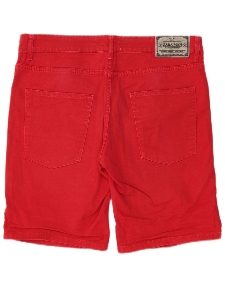 Pantaloni scurți din denim pentru bărbați ZARA EU 44 Large W34 Red