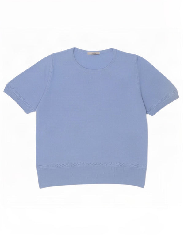 Pulover pentru femei Marks & Spencer, cu mânecă scurtă, cu gât crew, 20 UK 2XL Albastru