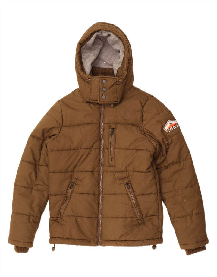 Jachetă căptușită cu glugă Superdry pentru bărbați UK 38 Medium Kaki Poliester