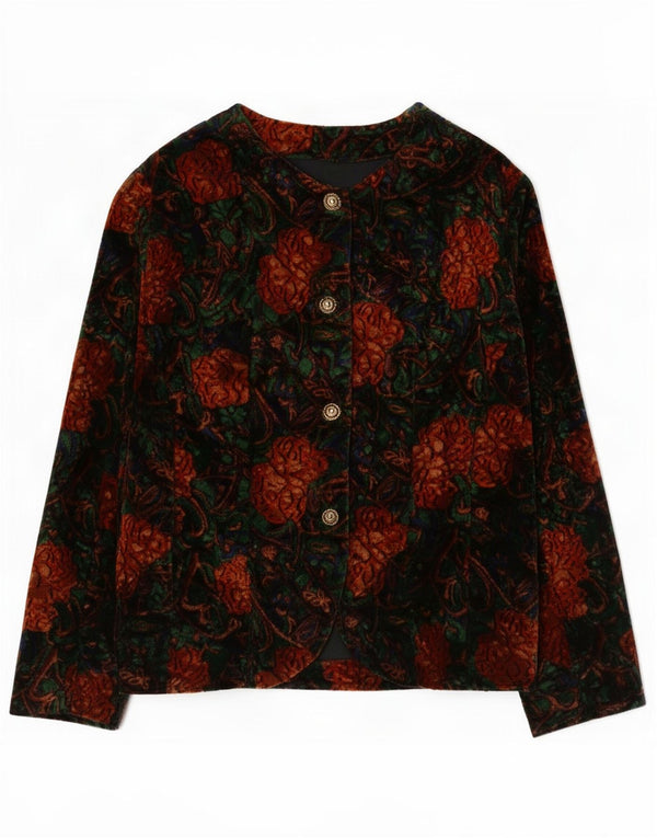 Vintage Womens Velvet Blazer Jacket UK 10 Small Multicolored Floral