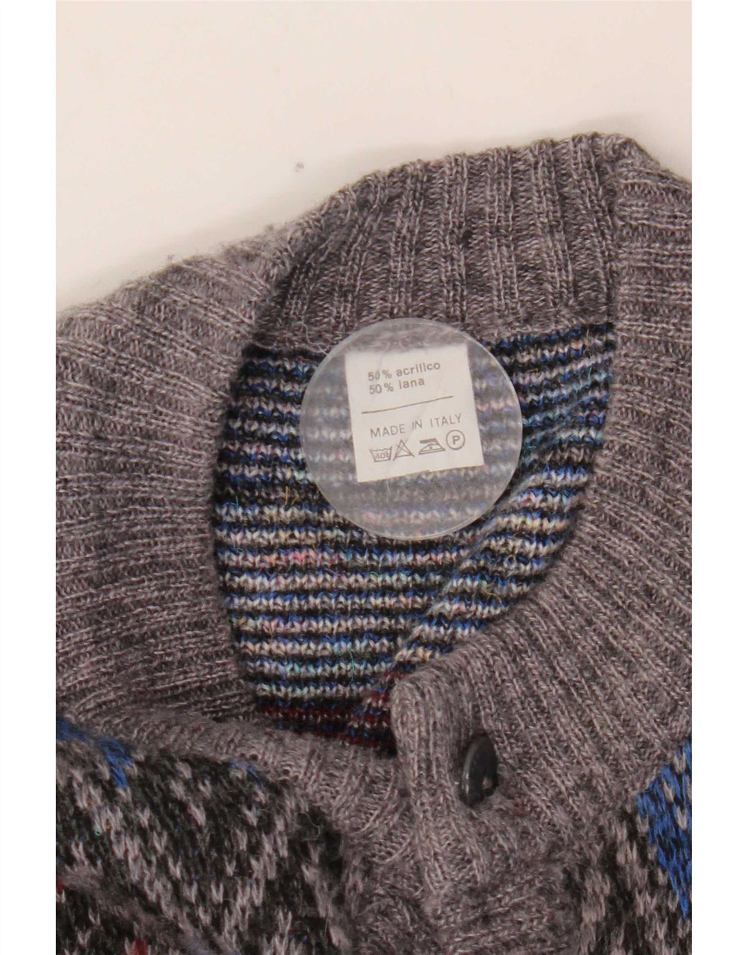 Pulover Cardigan Vintage pentru bărbați Gri mediu Argyle/Diamond Acrylic
