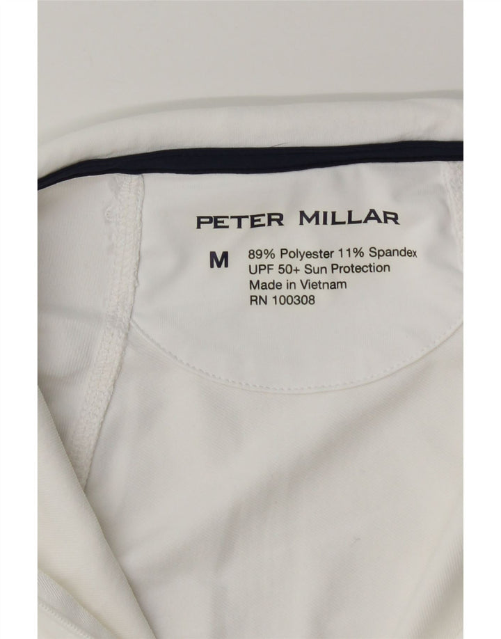 Pulover Peter Millar pentru femei, cu fermoar, cu gât, poliester alb mediu