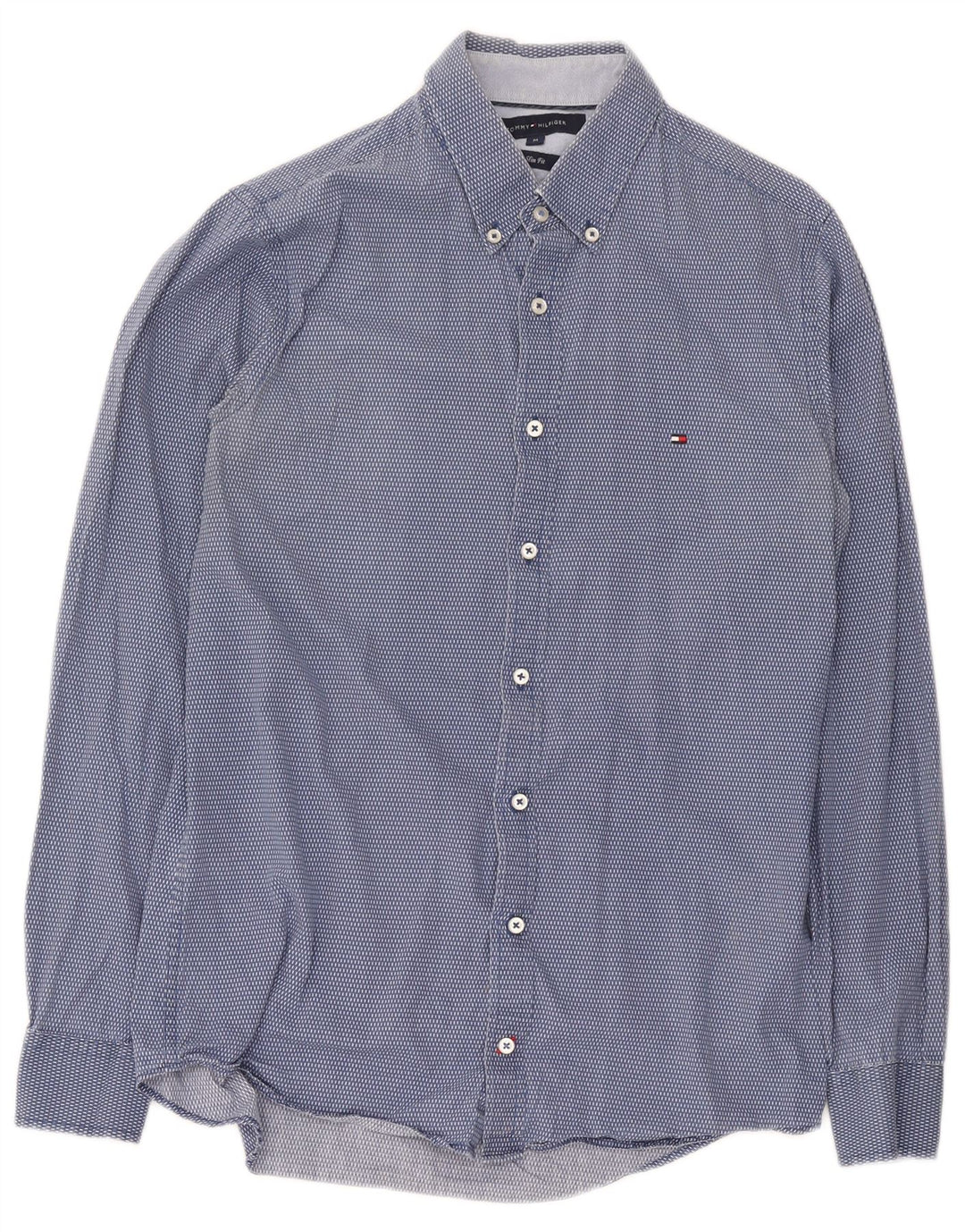 Cămașă Slim Fit Tommy Hilfiger pentru bărbați, bumbac cu pete albastre medii