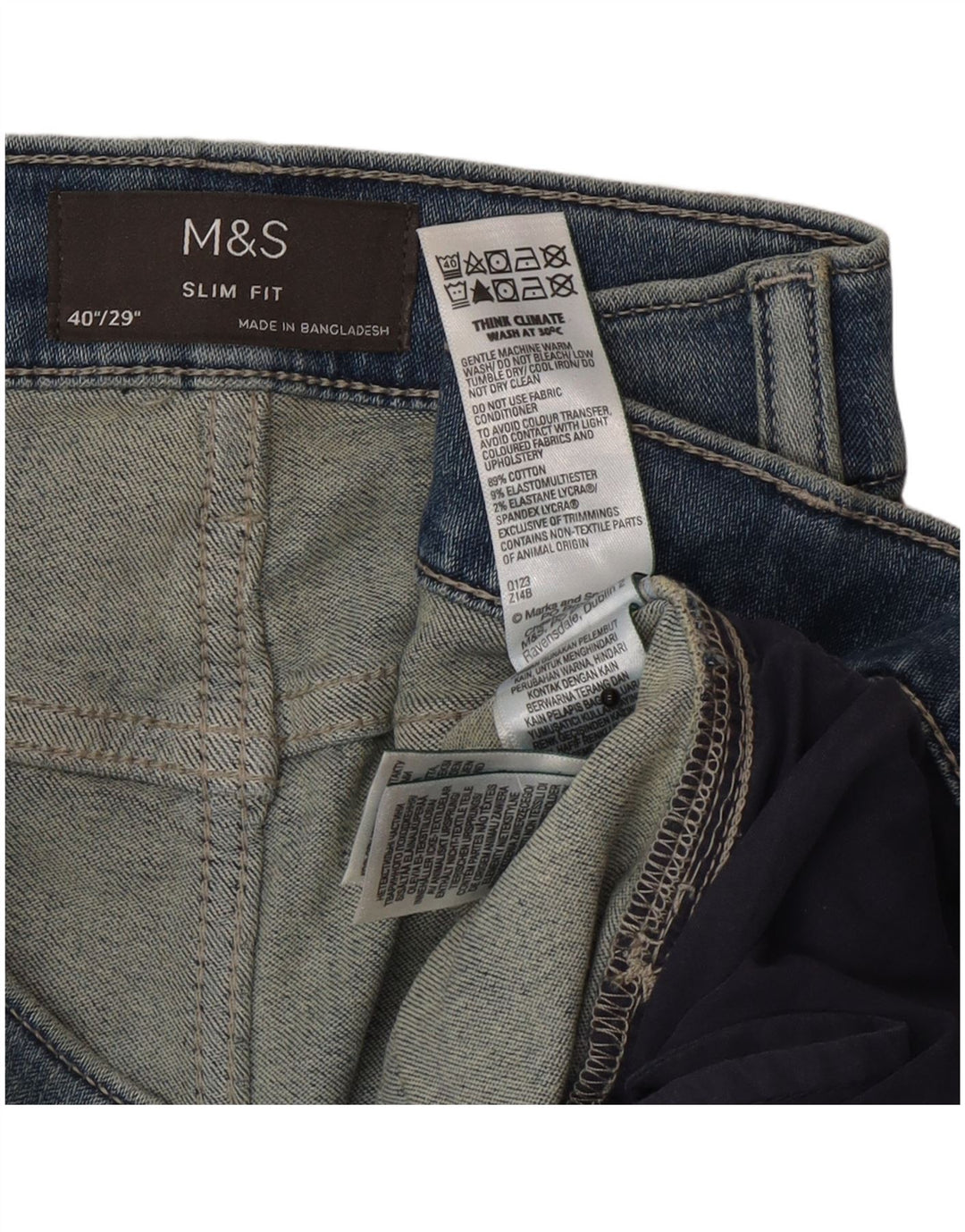 Blugi slim pentru bărbați Marks & Spencer W40 L29 Bumbac albastru