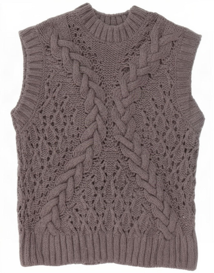 Zara Womens Vest Tank Top UK 10 Small Gri Acrilic