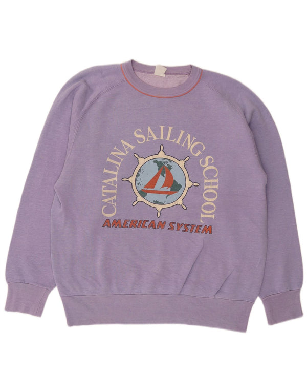 Pulover vintage pentru damă cu grafică, UK 18 XL, violet