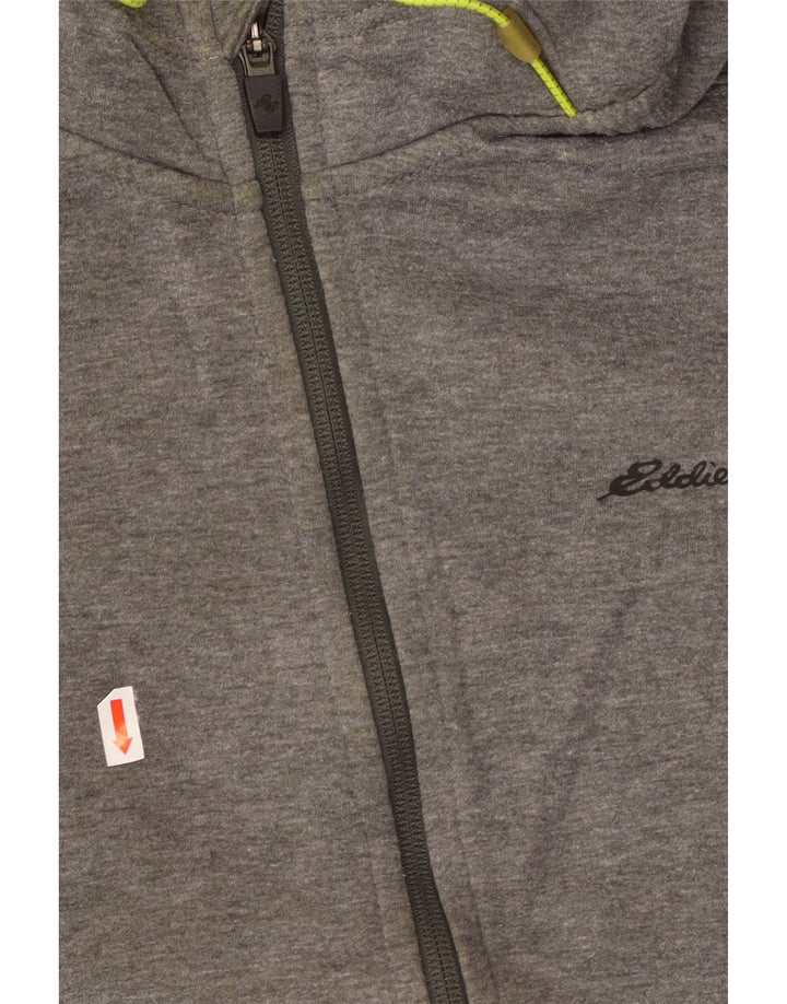 EDDIE BAUER Pulover cu capotă cu fermoar pentru bărbați, mare, gri, poliester