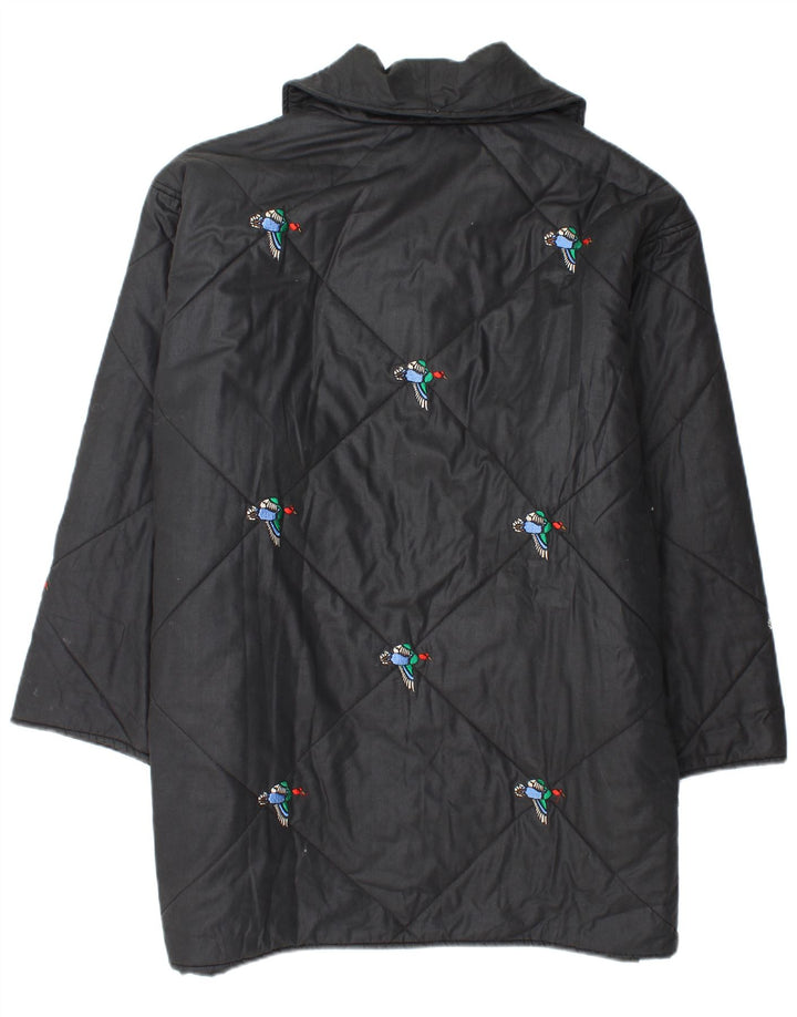 VINTAGE Jachetă de vânt pentru femei, cu ajustare largă, UK 20 2XL, negru, imprimeu cu animale