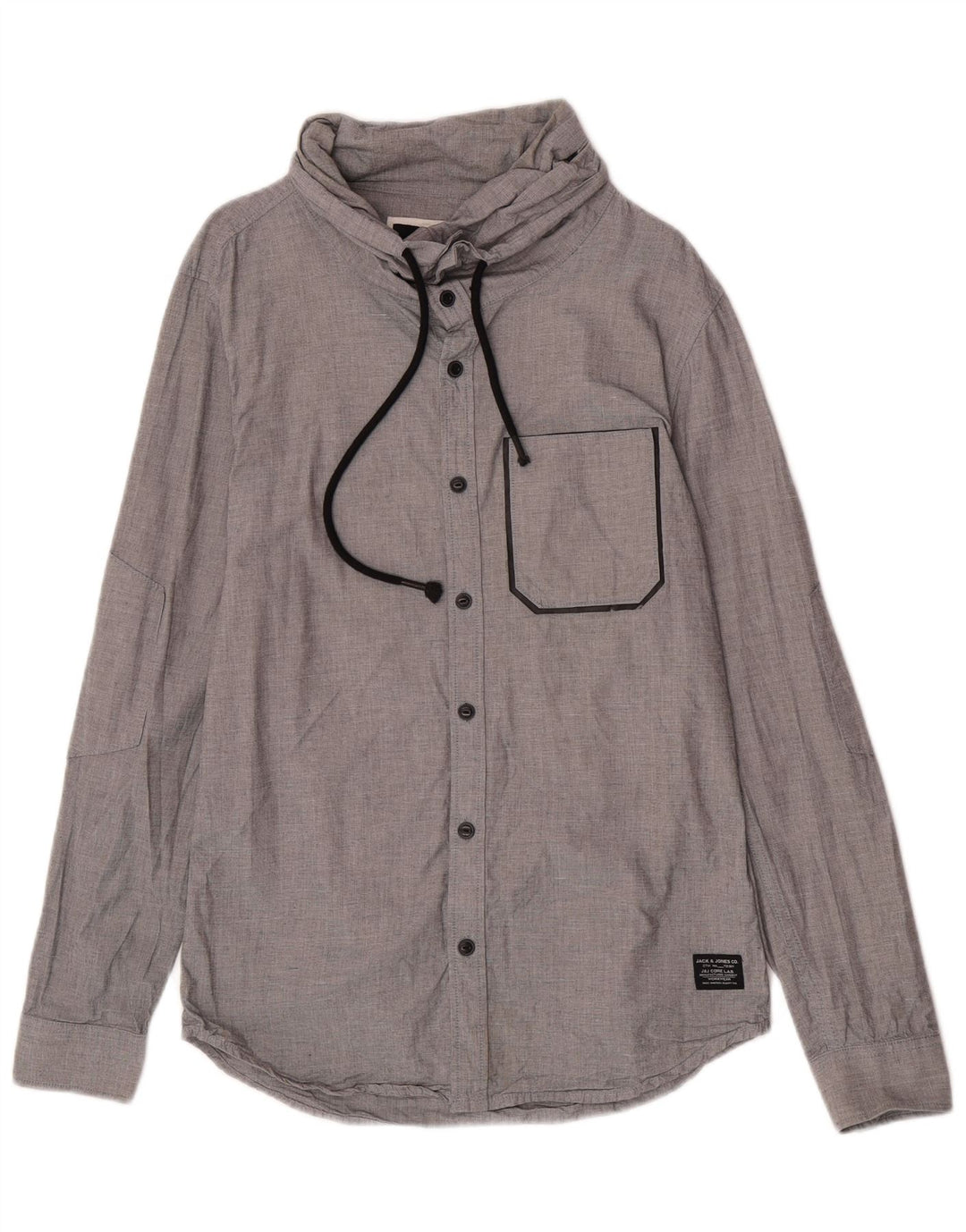 Cămașă Jack & Jones pentru bărbați cu gât rulat, bumbac gri mic