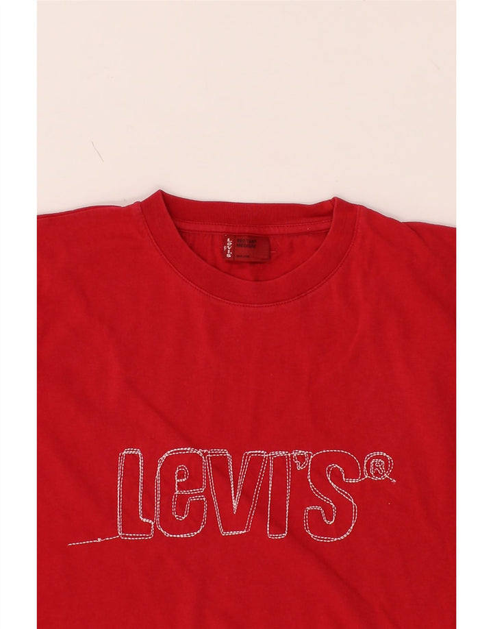 LEVI'S Mens Graphic T-Shirt Top Medium Red Cotton Vintage Levi's and Second-Hand Levi's from Messina Hembry 